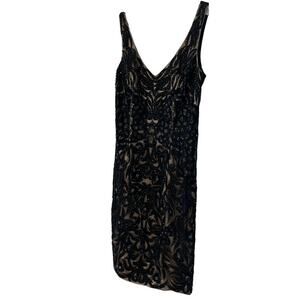 Sue Wong Nocturne Black/Nude Beaded Sleeveless Dress SZ 2